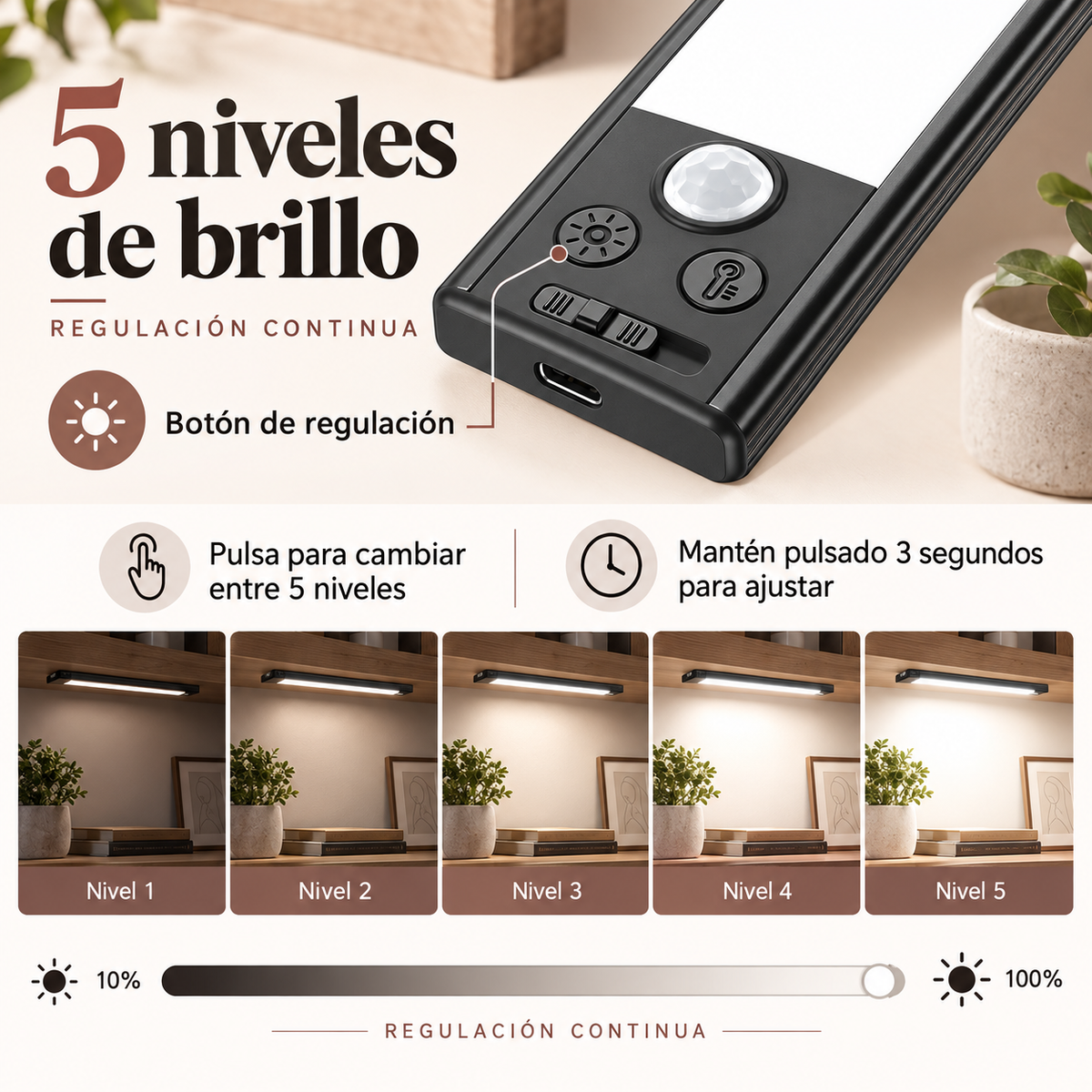 Pack de 2 Luces LED Inalámbricas con Sensor